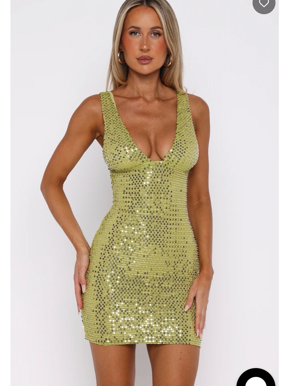White Fox I Believe In You Beaded Mini Dress Chartreuse S